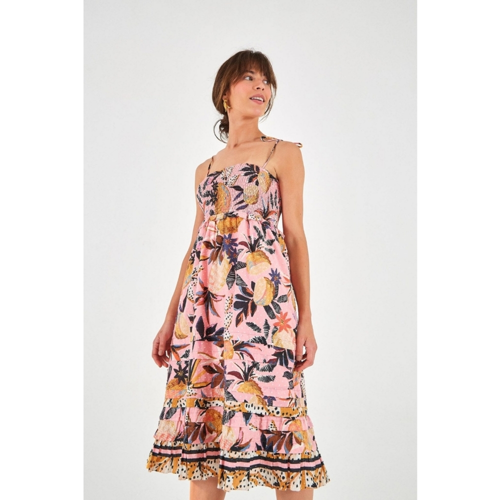 NWT Farm Rio Pink Pineapple Midi Dress XS